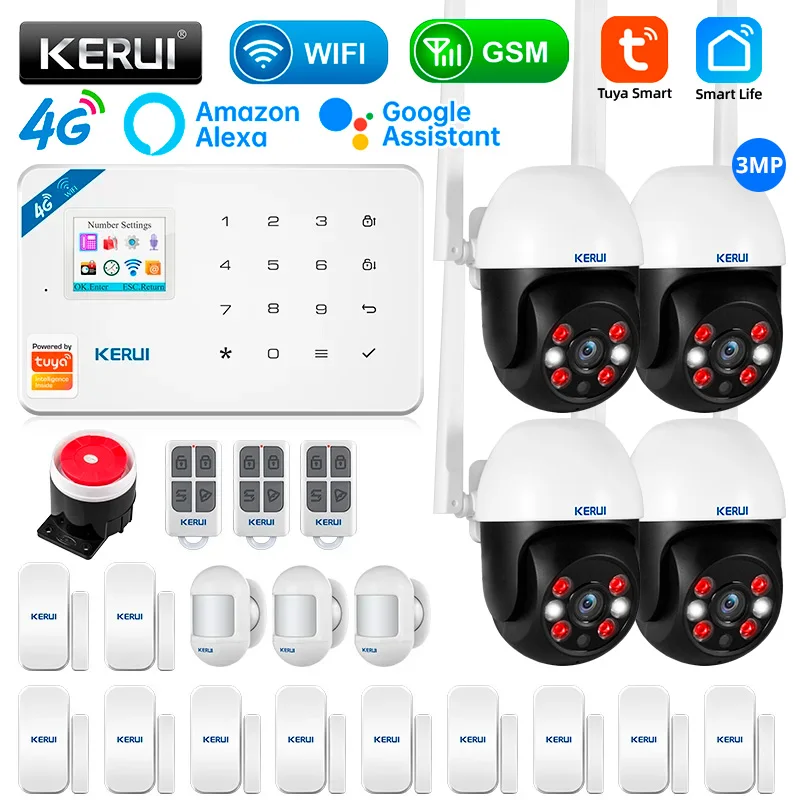 

KERUI W184 4G/WIFI Alarm System Wireless Home Security Control KIT GSM Alarm Panel Smart Home Devices Window/Door Sensor