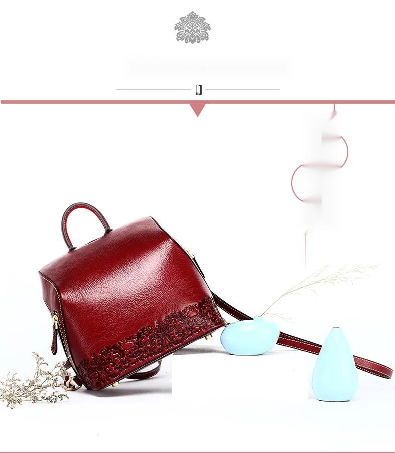 2024 Nuevo bolso de mujer de cuero genuino estilo chino mochila en relieve_voghion.com