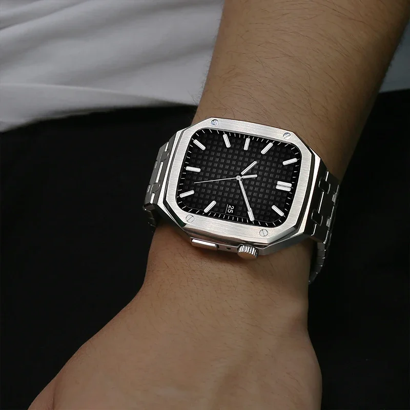 Luxury Stainless Steel Mod Kit with Metal Case and Band Set