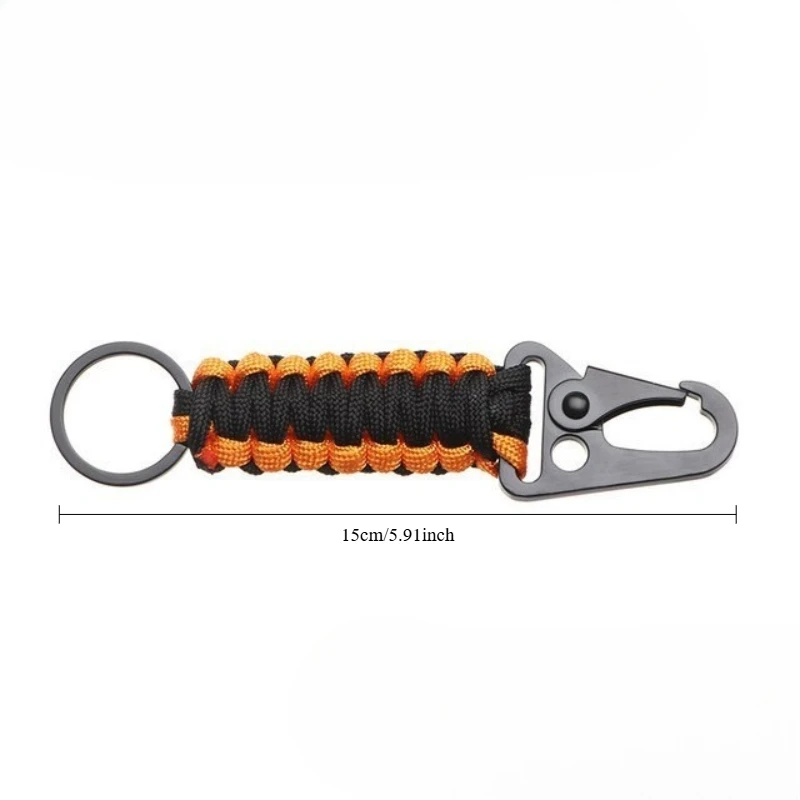 Outdoor-Paracord-Schlüsselanhänger mit Karabiner, militärischer geflochtener Lanyard-Haken-Clip für Schlüssel, Camping, Wandern, Rucksack, Messer, Taschenlampe – Detail 1