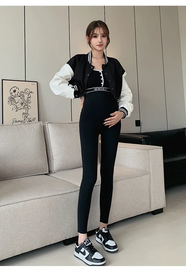 Herbst Winter Taille Unterstützung Bauch Nahtlose Warme Gebürstet Nylon Legging Mutterschaft Bleistift Yoga Hosen für Schwangere Frauen Schwangerschaft – Detail 30