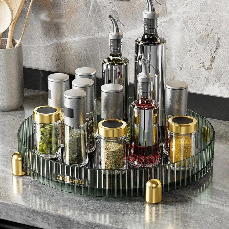 

Rotating Spice Rack Storage Tray Large Capacity Spice Rack Organizer For Kitchen Cabinet 360 Degree Rotating Large Capacity