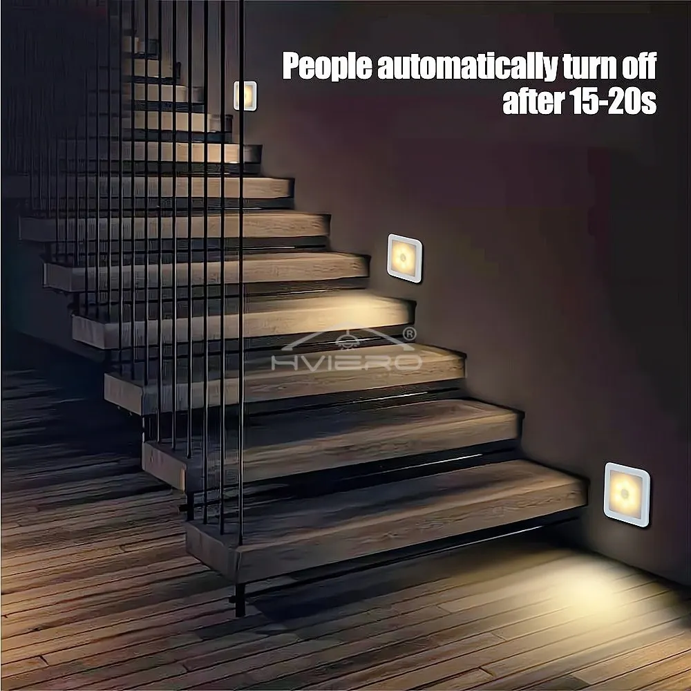 Motion Controlled Human Body Sensor LED Night Light Smart Battery Operated WC Bedside Lamp For Room Hallway Pathway Home Light 6