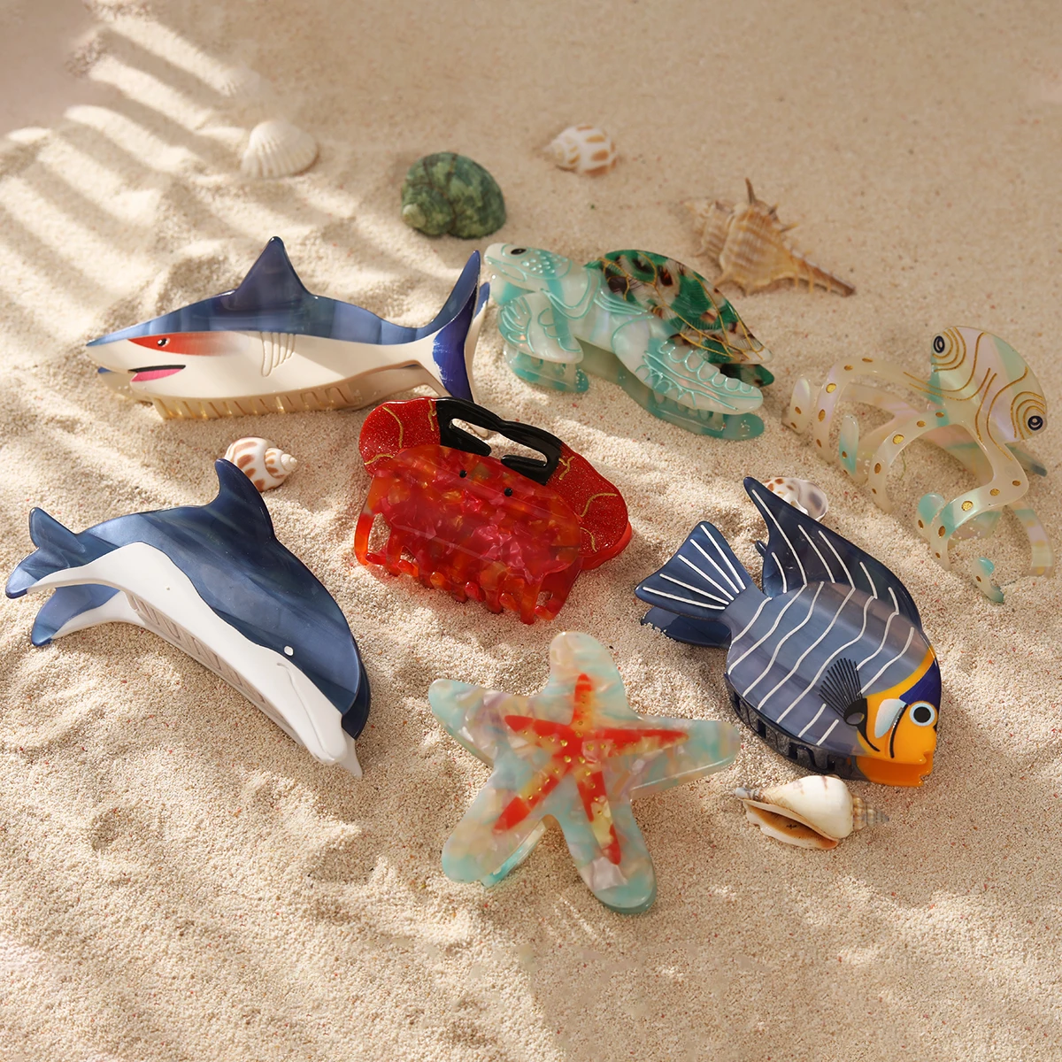 Personalized Ocean Dolphin Octopus Sea Turtle Clown Fish Starfish Acetate Hair Claw Clip 1 piece Hair Accessory Hair Clip