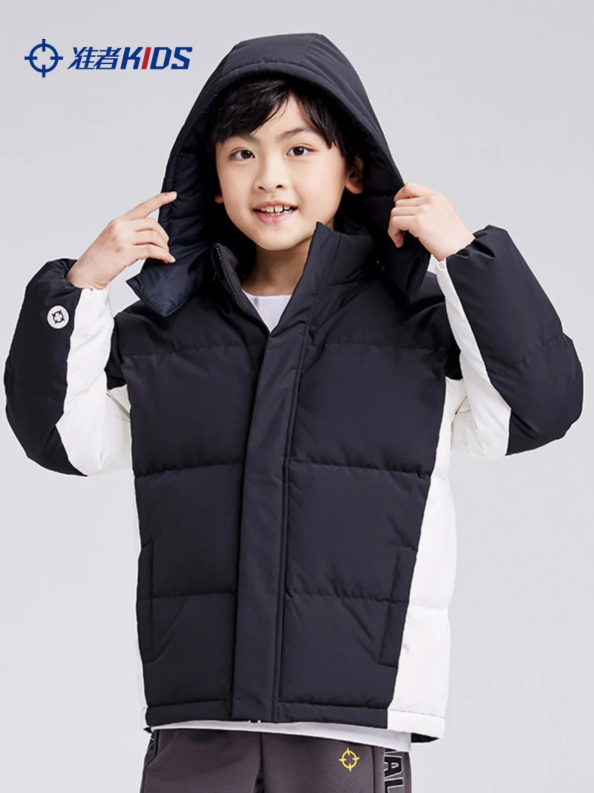 RIGORER Children Short Down Jacket Padded Snowsuit New Basketball Training Sports lack Child Hooded Warm Coats Winter Clothes