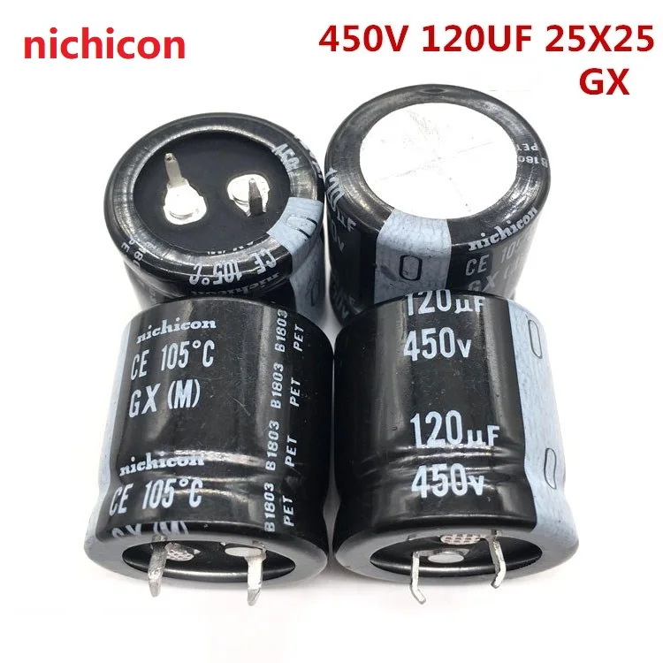 2 Pz/10 Pz 120Uf 450V Nichicon Gx 25X25Mm 450 V120Uf Condensatore Psu A Scatto A Lunga Durata