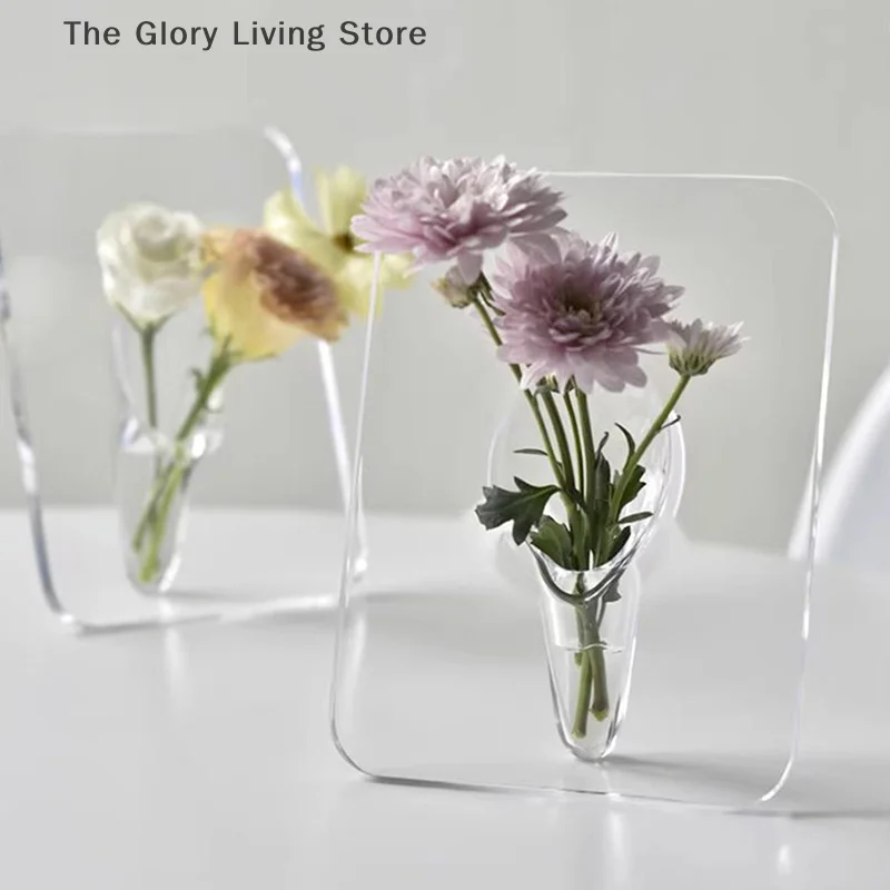 Vases Picture Frame Flower Vase Transparent Creative Modern Art Home Bedroom Living Room Decoration Office Tabletop Ornaments 3