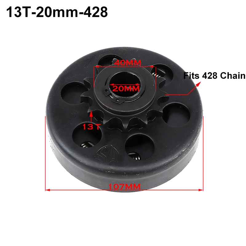 10T 11T 12T 13T Zahn 420/428/35 # Kette 16/19/20 mm passend für Kart-Kupplung 168/170CC Motorgetriebe-Kettenrad – Detail 12