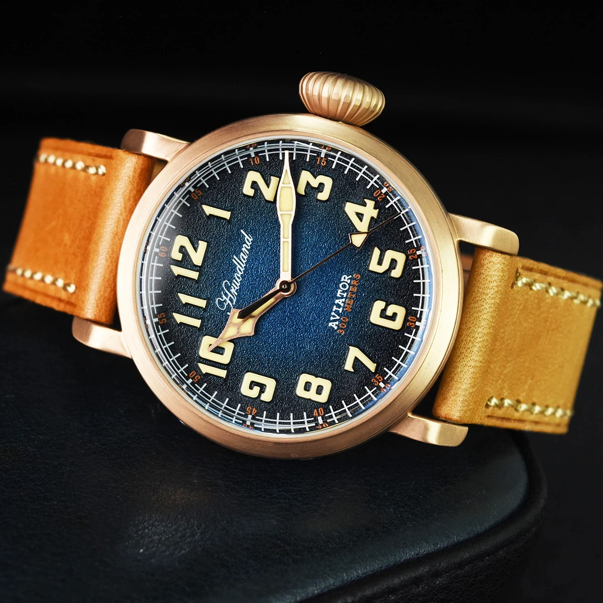 Hrodaland 2024 New Bronze Pilot Men's Automatic Mechanical Watch Luxury Sapphire Leather Waterproof Sport 30Bar Glow C3 reloj ho