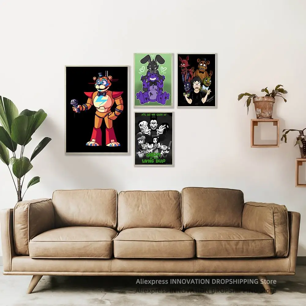 Fnaf Five-night-At-Freddys Anime Game Poster and Print Canvas Painting  Cartoon Bear Wall Art Picture for Room Home Decor Cuadros - AliExpress