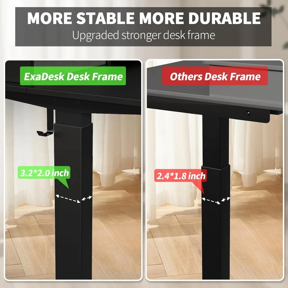 55 * 30 Inches Electric Standing Widened Desk Adjustable Height with 4 Drawers, Double Storage Shelves Stand Up Desk, Home Offic 5
