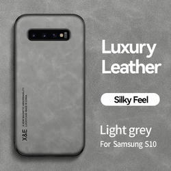 Luxury Leather Magnetic Car Holder Phone Case - Premium Back Cover - Galaxy S10 Plus (Light grey)