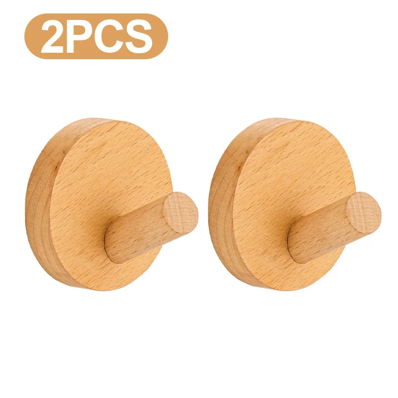 New Beech Walnut Wood Hook Wall Mounted Coat Entrance Clothes Hat Skirt Taper Punch Home Hotel Bathroom Decoration Robe Hanger