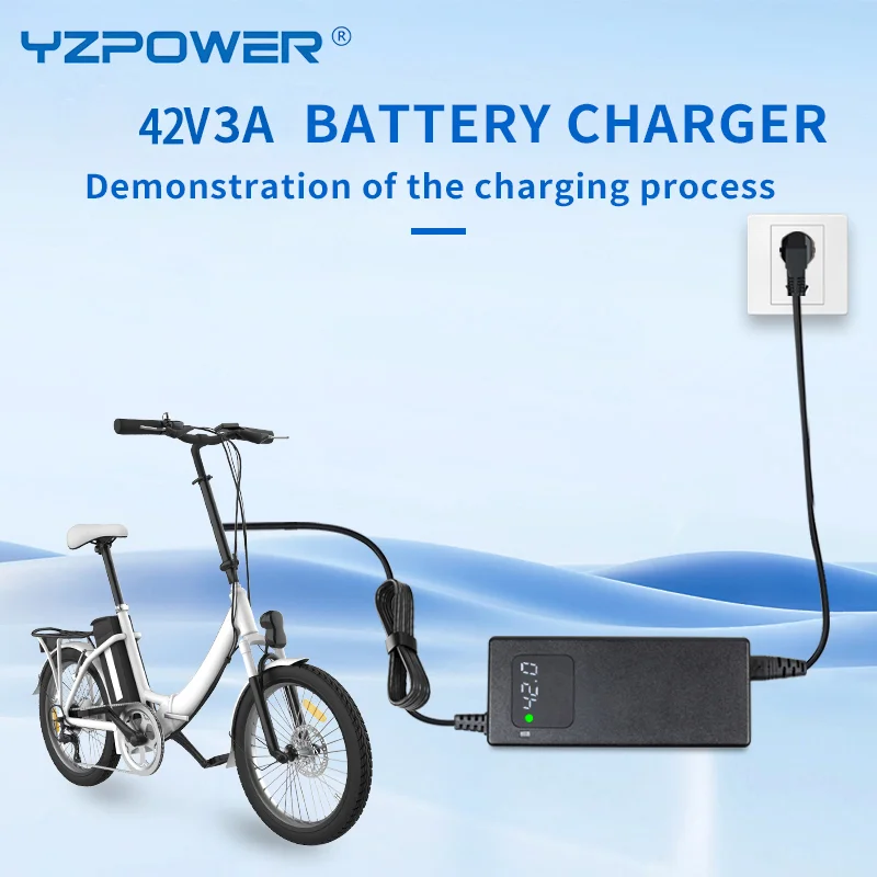 YZPOWER 42V 3A 리튬 배터리 충전기 투롤/젯슨/고트락스용 36V 전동 스쿠터/전동 자전거 충전 스마트 CC-CV 충전기 LED 램프