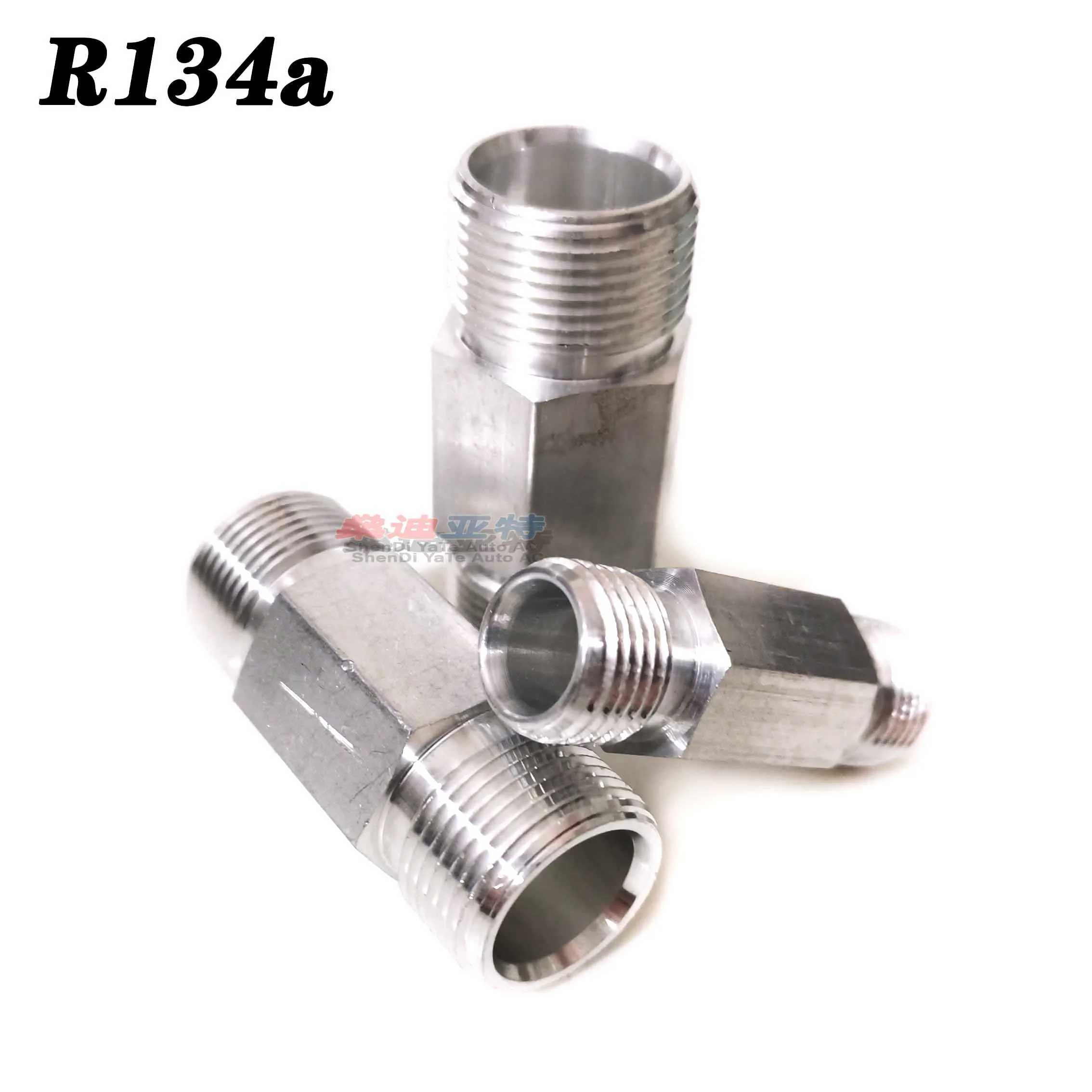 R134a R12 A/C Pipe Hose Connector Fixture Aluminum Kit Outside Screw Teeth Through Connector Joint Clamp