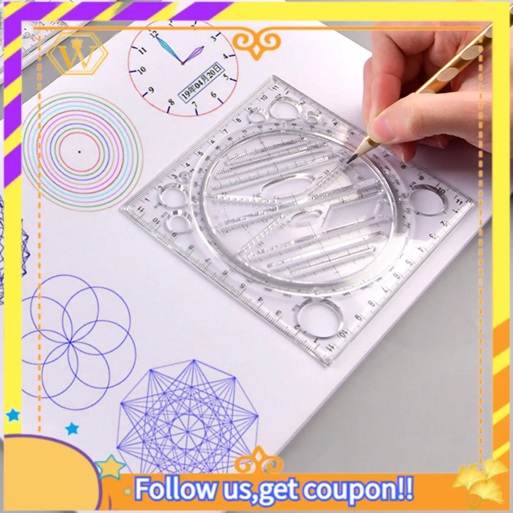 최신 다기능 원형 그리기 템플릿, 기하학적 그리기 도구, 측정 눈금자, 회전 각도