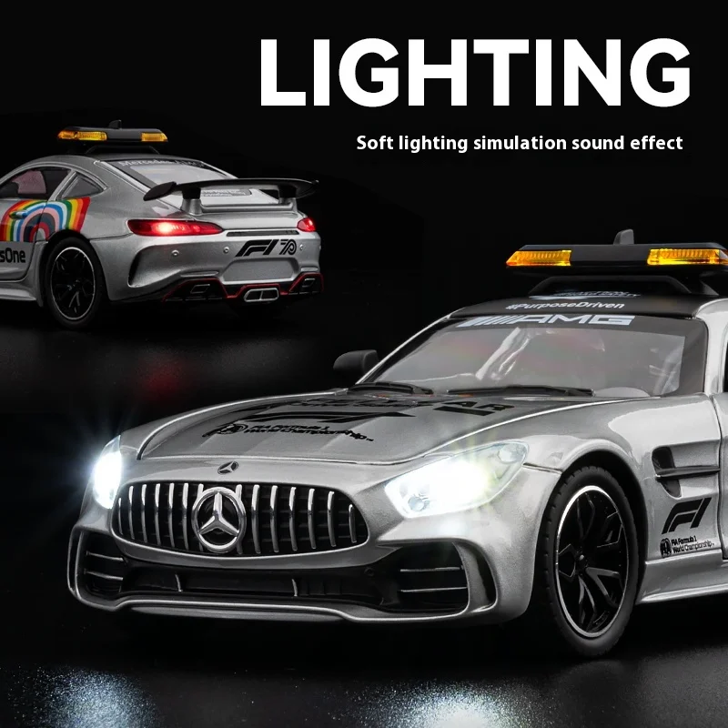 1: 24 scale AMG safety car F1 race replica, alloy model, with lights, suitable as a collectible for racing enthusiasts 3