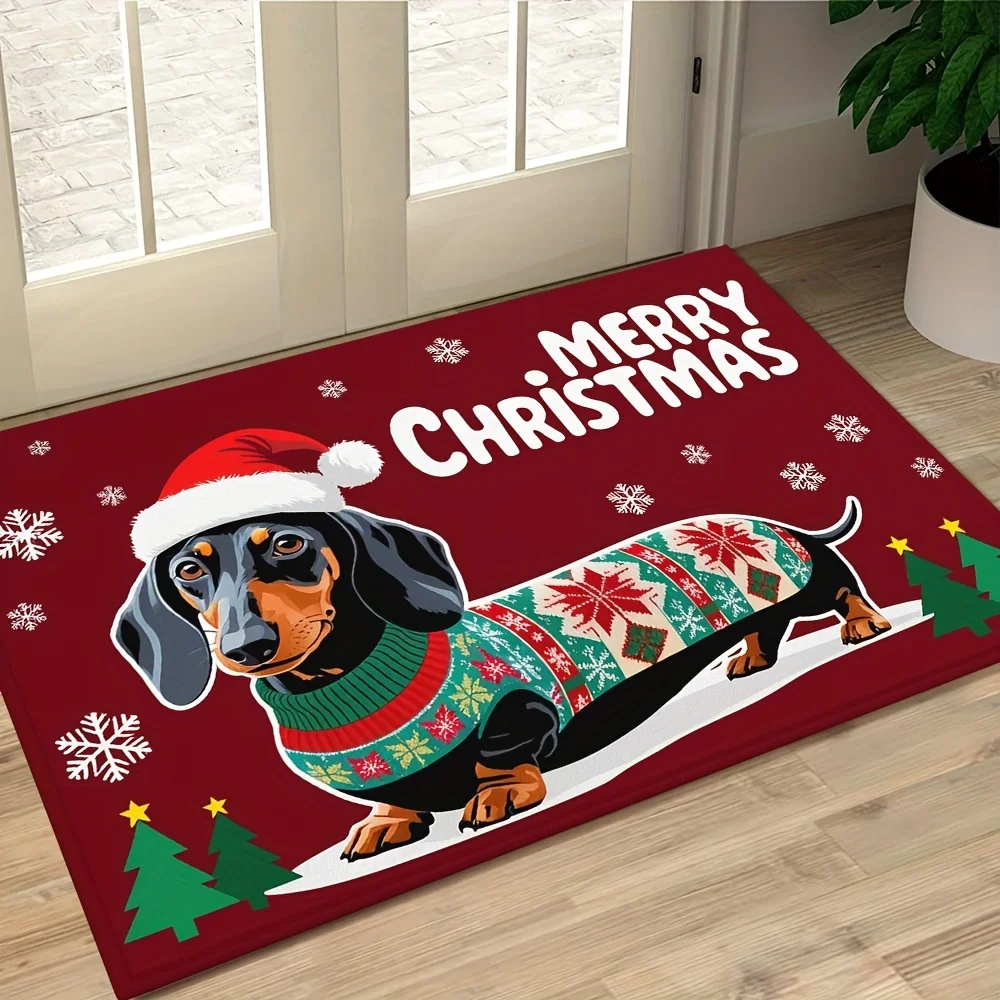 Christmas Dachshund Welcome Mat 2