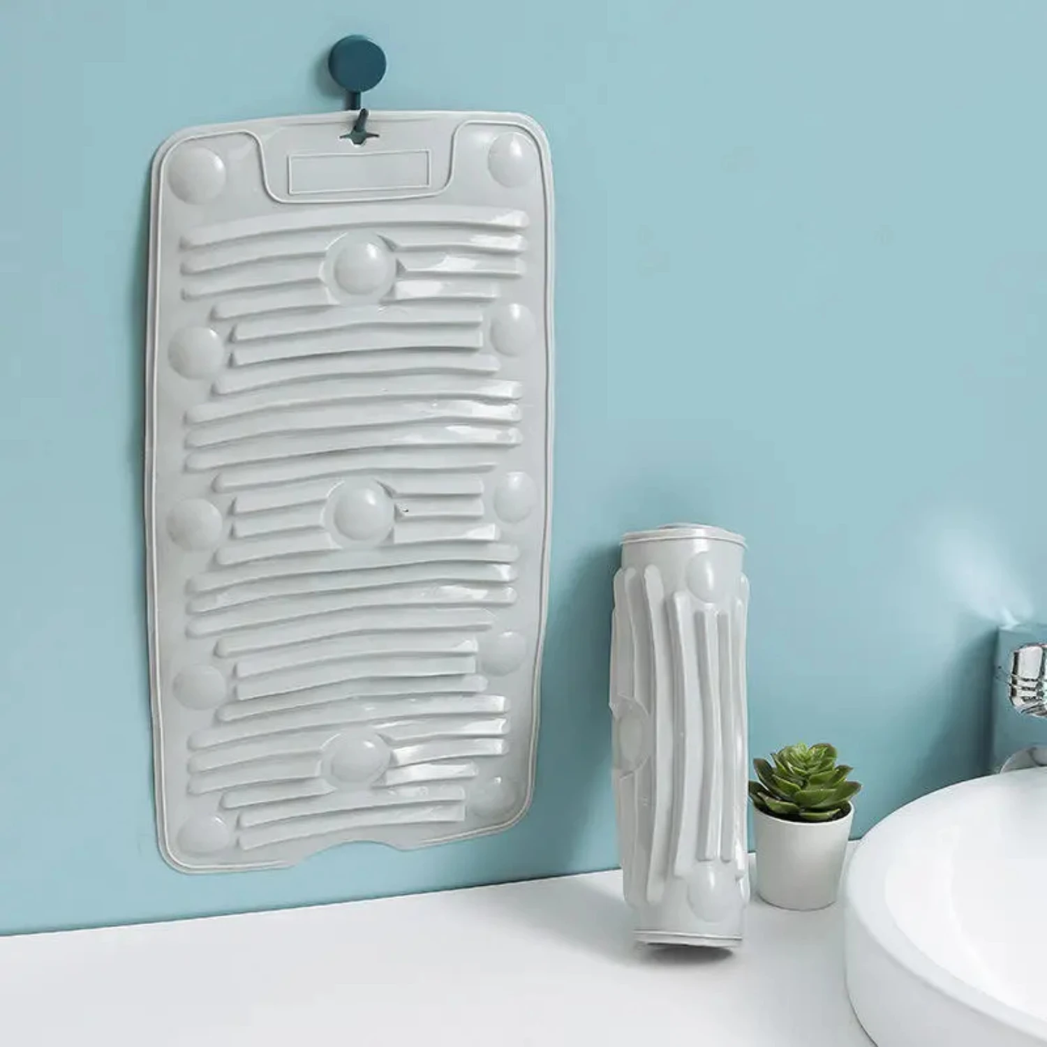 Portable Non-slip Mini Laundry Washboard, Foldable Rollable Washing Board for Travel, Convenient Laundry Pad for Home Use or On-