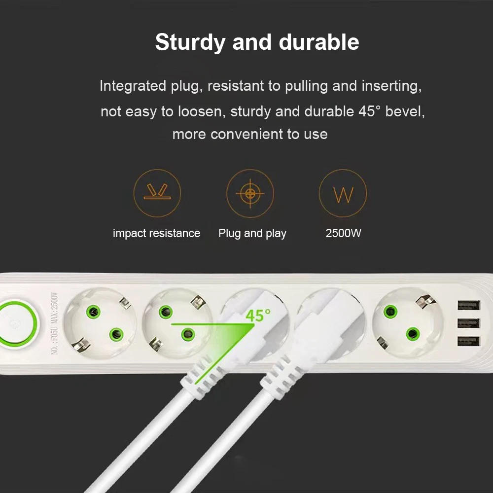 Power Strip EU Plug AC Outlet Smart Home Multiprise Extension Cord Electrical Socket Network Filter With USB Ports Fast Charging