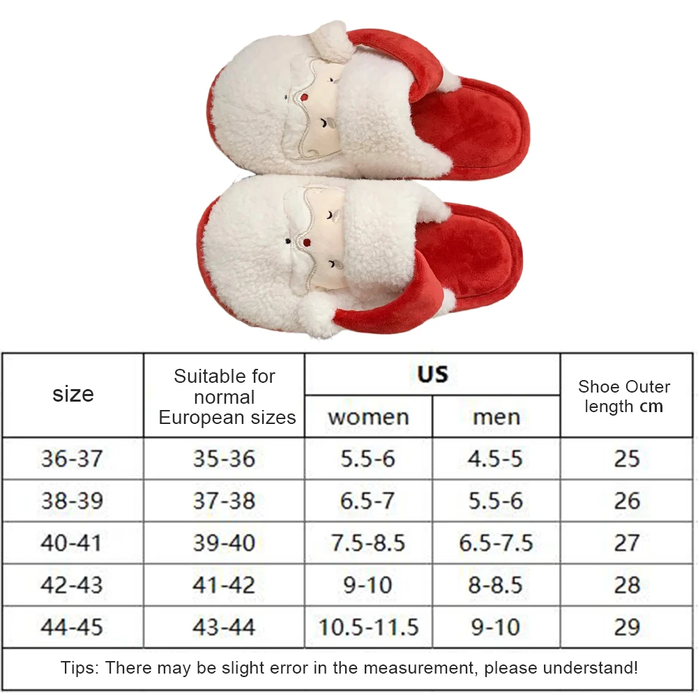 Christmas Santa Claus Slippers Warm Slip-on House Shoes Comfortable Flat Thermal Slippers Soft Couple for Autumn Winter