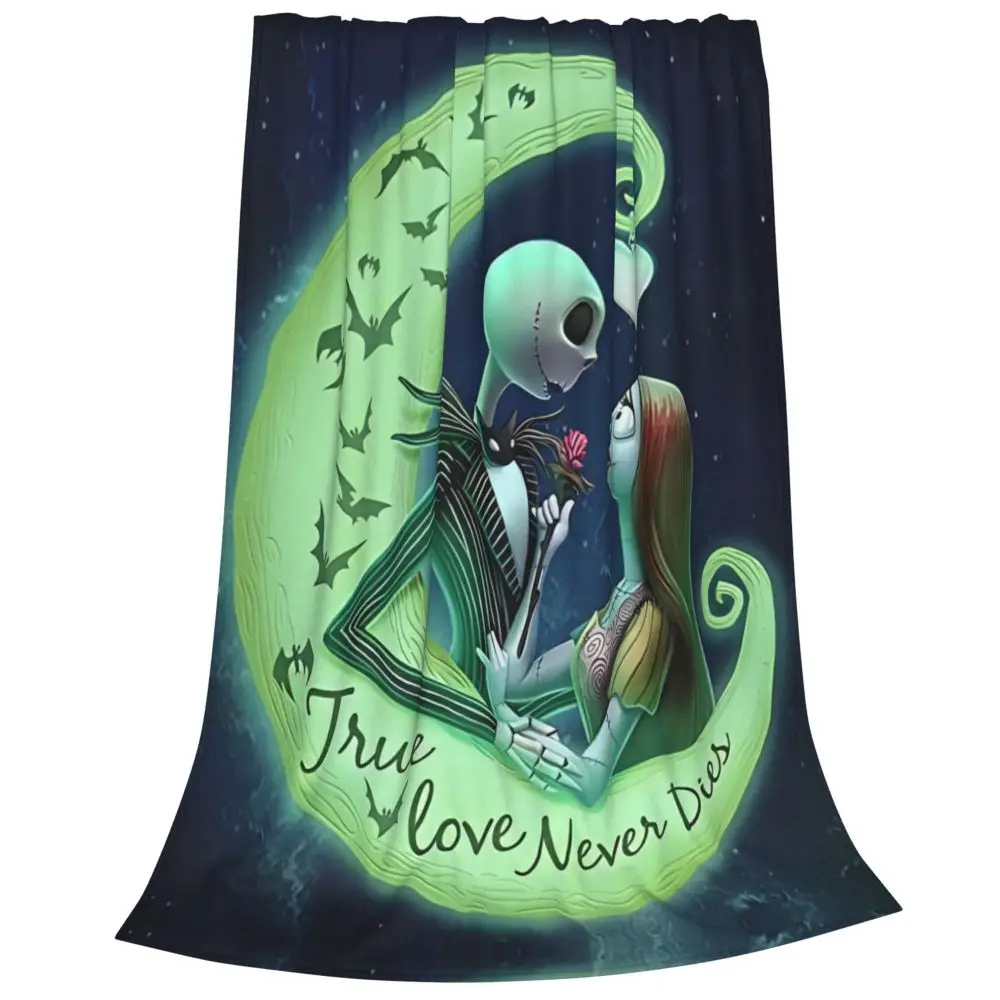 Description Picture 5 of itemThe Nightmare Before Christmas Super Soft Blanket Jack Skellington and Sally Plush Throw Blanket Flannel Bedspread Bed Cover