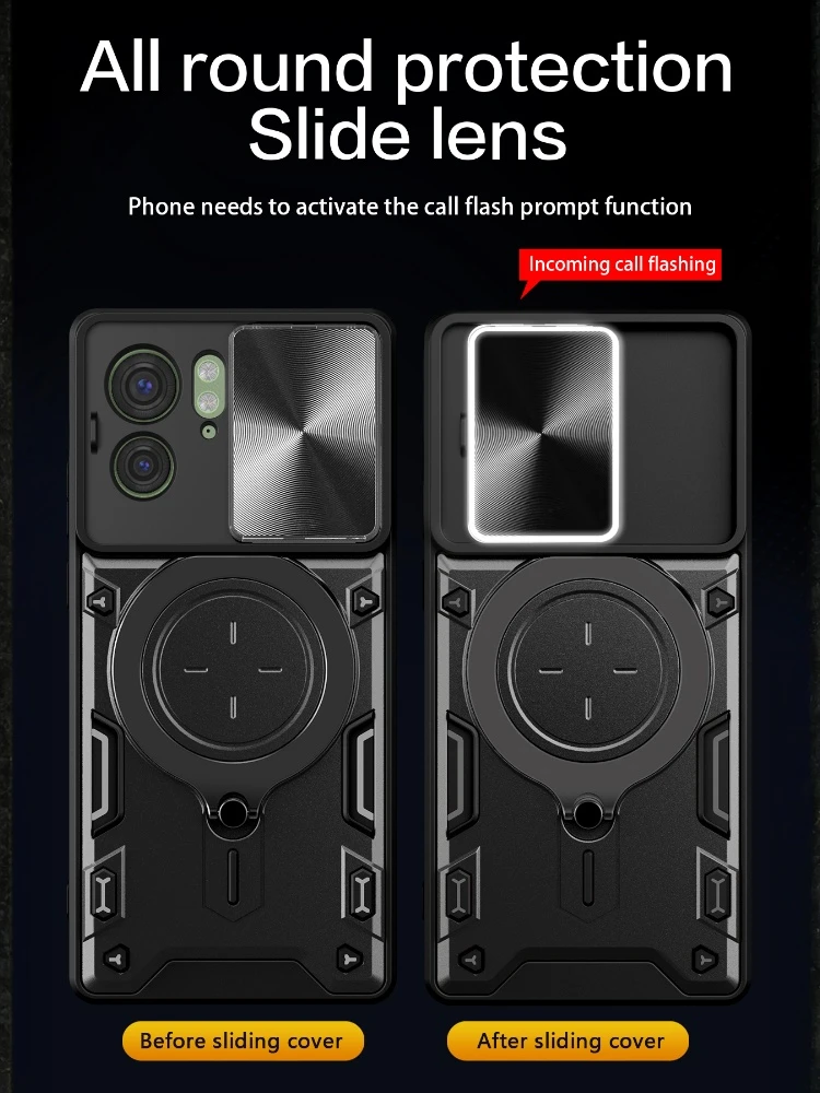 Durable Phone Case with Metal Swivel Stand and Slide Camera Protection