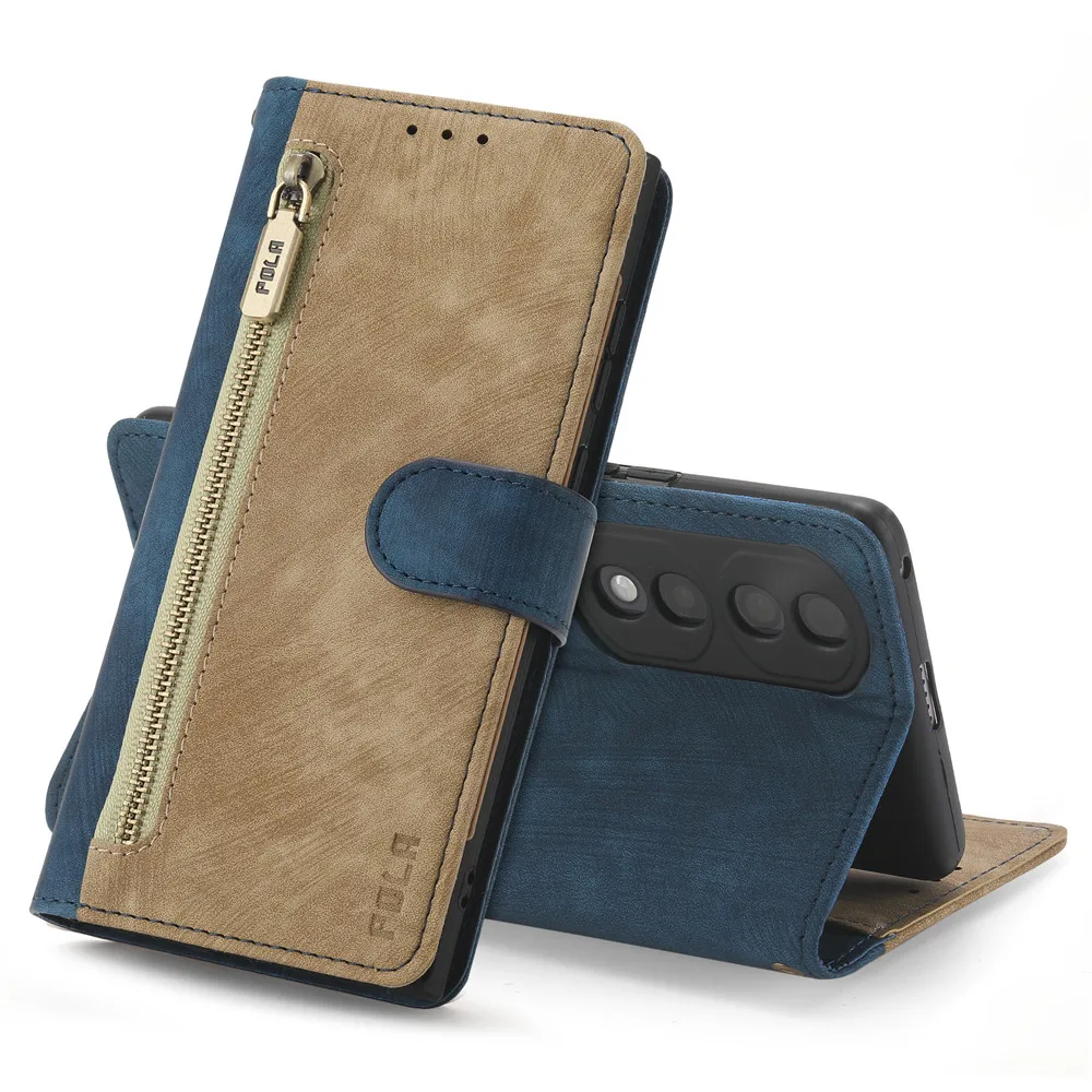 Premium Business Flip Leather Anti-Theft Brush Wallet Case