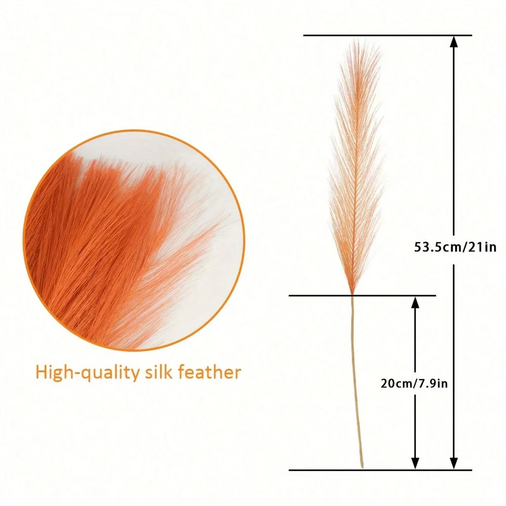 Artificial Pampas Grass in Orange, Beige, White, Blue, Black, Coffee, Brown, Red, Grey, and Pink 2