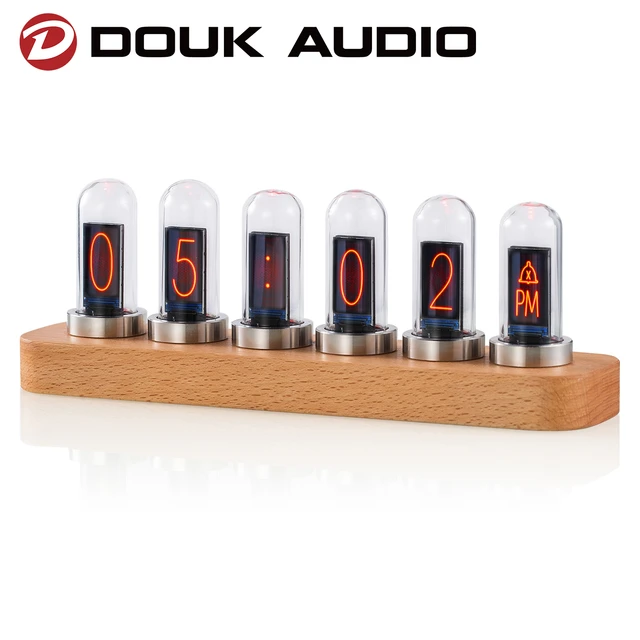 Douk Audio IPS Nixieröhren Uhr Ref Vintage Nixie Uhr Sound Level Meter  Audio Spektrum Display Digital