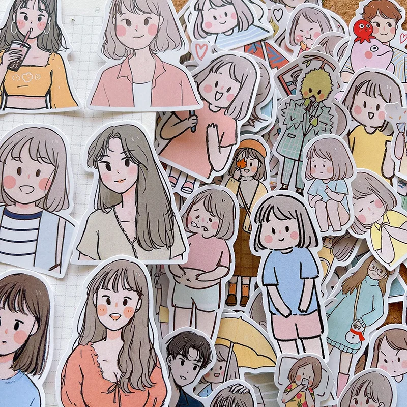 

60pcs Korean Ins Hand-painted Stickers For Boys Girls Decorated With Waterproof Small Patterns For Girls' Daily Hand Account