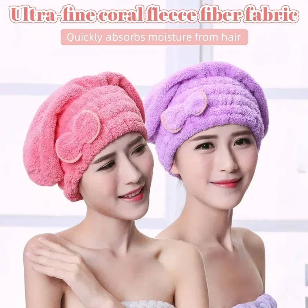 Microfiber Quick Hair Drying Towel Bathcap Spa Bowknot Wrap for Women