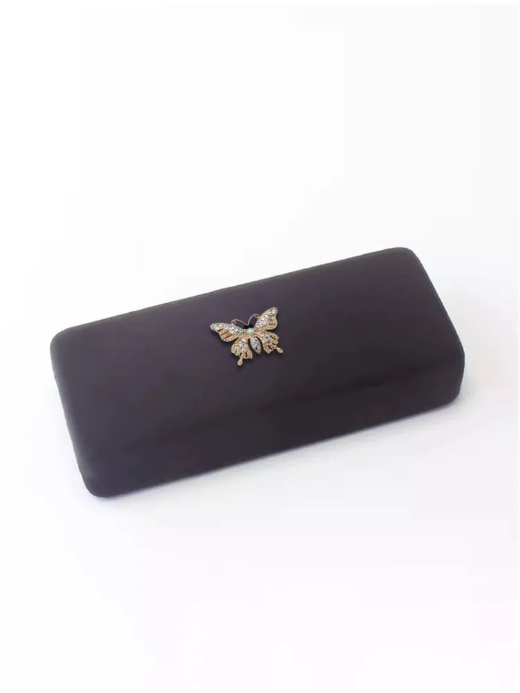 

Solid Color Portable Glasses Storage Case - Silver Rose Gold Butterfly Decor