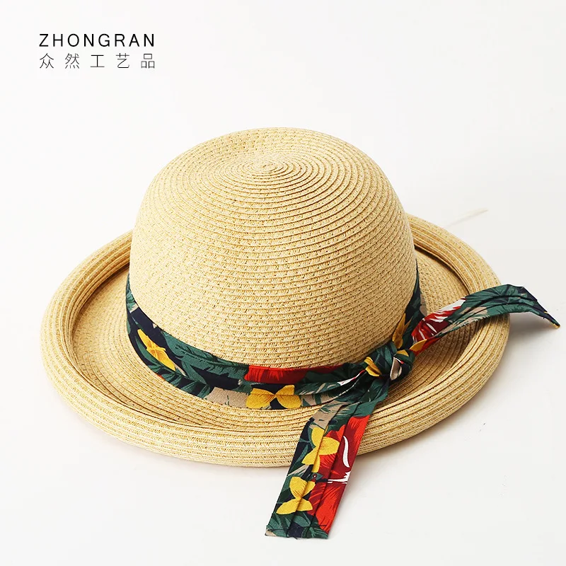 

Floppy Brim Soft Straw-weaving Sun Hat For Women Ribbon Bow Bucket Hat Summer Spring Cute Travel Beach Female Straw Fedora Caps