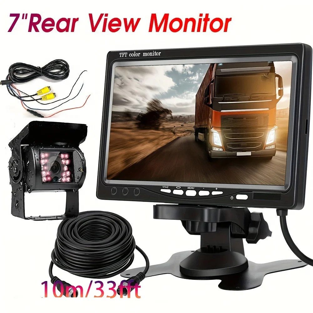

7inch Monitor Backup Camera 12-24V TFT Truck Rear View Camera HD Display Full Set Parking Reverse System For Pickup Van RV