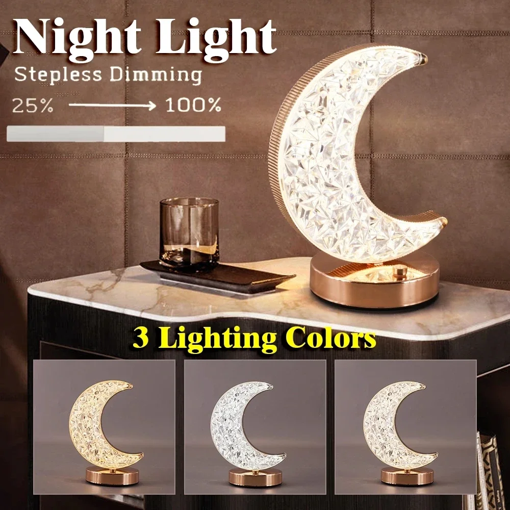 Creative Star Moon Bedside Lamp Touch Desk Lamp Room Decoration LED Atmosphere Lamp 5V USB Power Supply Minimalist Bedside Lamp