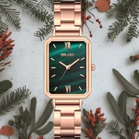 Women's Fashion Square Green Classic Wrist Retro Small Wristwatch Casual Quartz Watch For Lady 1