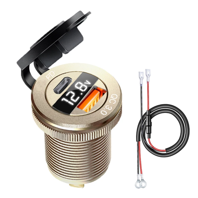 DONGKER Caricabatterie USB Da Auto Con Strass - Doppia Porta A Ricarica Rapida 12V/24V Con Martello Di Sicurezza