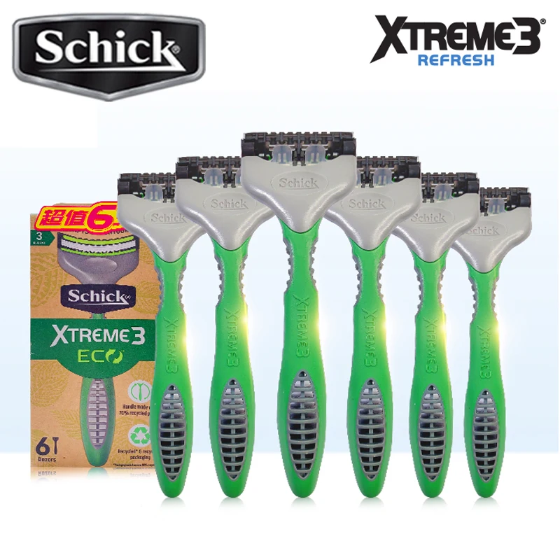 Schick 6 개/몫 Xtreme3 면도기 수동 슈퍼 편안한 남자 면도 여행 휴대용..