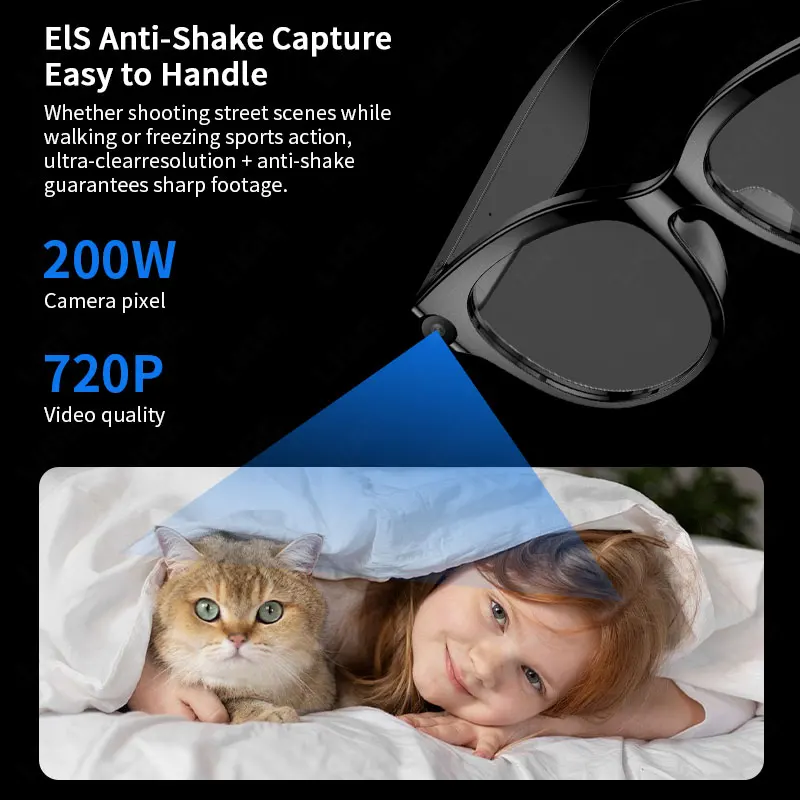 LIGE 2MP AI Smart Glasses Multifunctional Camera Bluetooth Call Voice Assistant Translate Music Player 720P HD Video Sunglasses