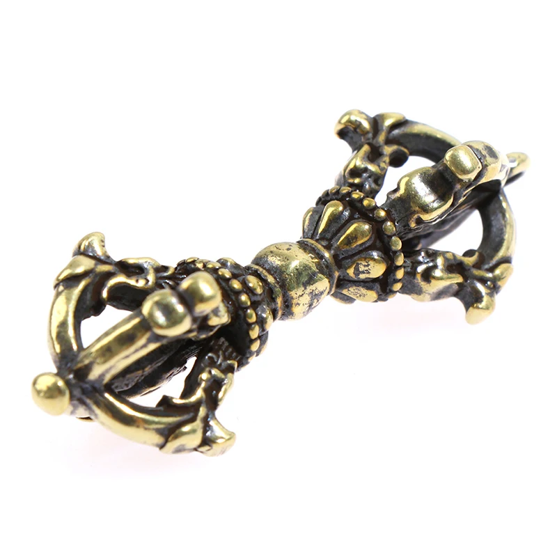 1pc Vintage Brass Tibetan Handcraft Buddhist Copper Five Shares Dorje Vajra Pestle Key Ornaments Home Desk Decoration