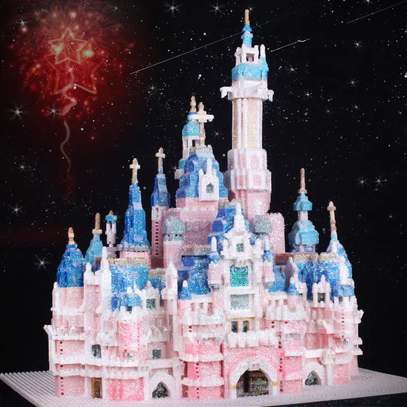 

Pink Princess Castle House Building Blocks Kit Bricks Classic Cartoon Movie Animation Model Kids Girl Toys for Children Gift