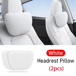Luxury Car Seat Headrest Neck Pillow - Comfort Memory Foam Support Cushion Accessories (2pcs White Headrest)