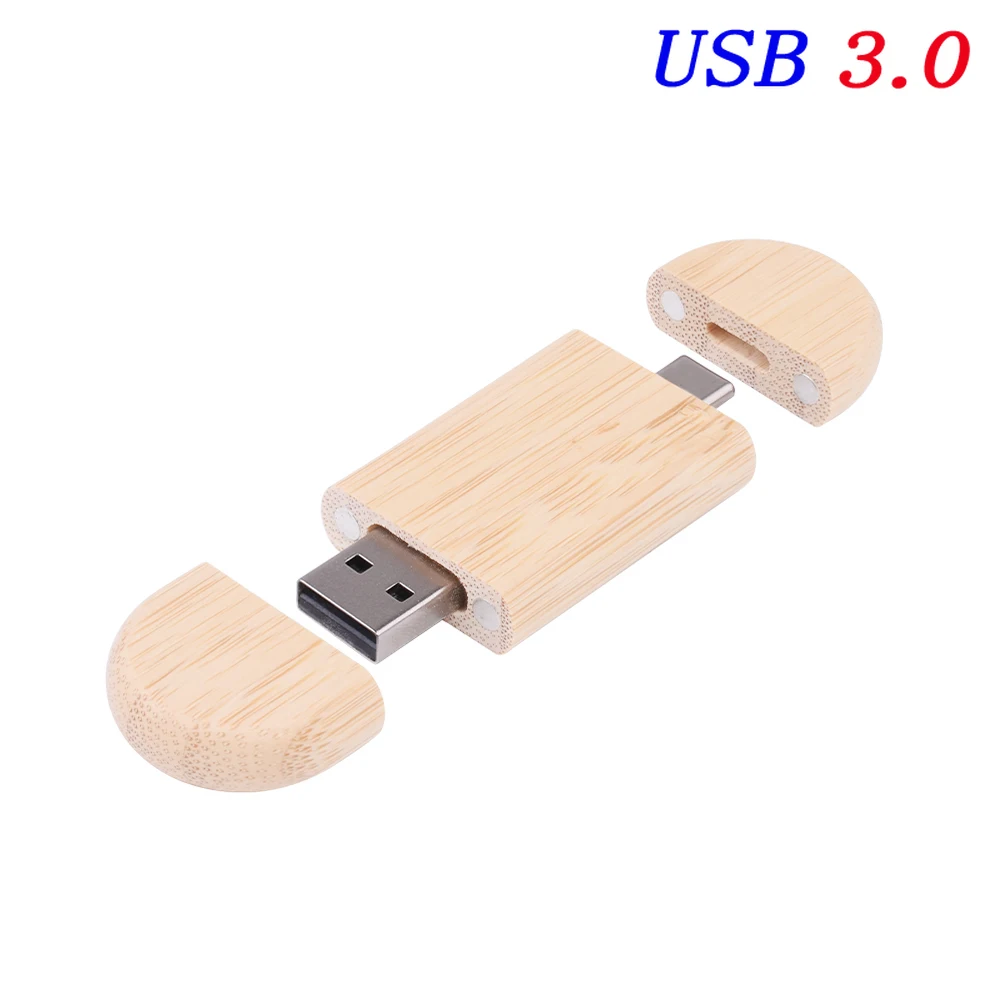 Un&agrave; Flash USB 3.0 In Legno TYPE-C 128 GB Logo Gratuo Pen Drive Regalo Aziendale Creativo Disco U 64 GB Memory Stick In Bamb&ugrave; Disco U Da 32 GB