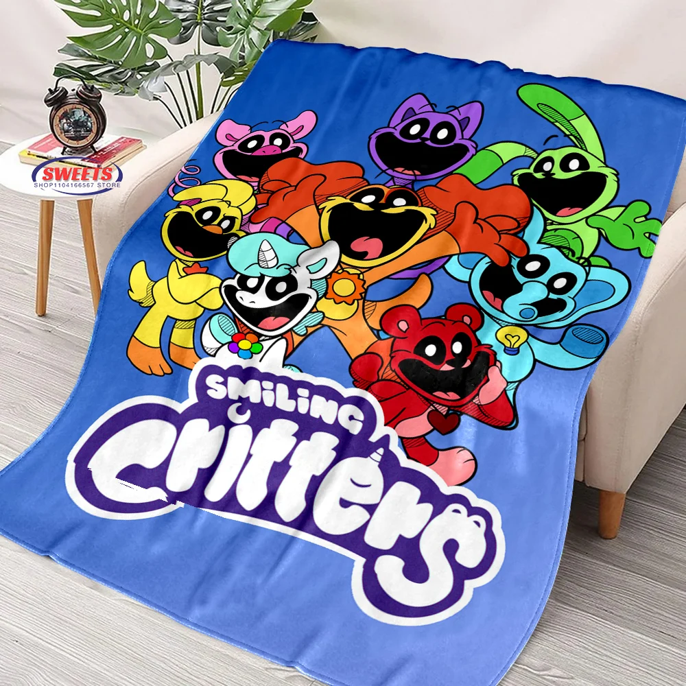 S-Smiling C-Critters Horr0r Game Cartoon Flannel Blanket for Bed Bedroom Sofa Picnic,Throw Blanket for Cover Outdoor Leisure Nap 3