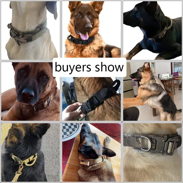Dog Collar Durable Adjustable Military Pet Collar Tactical Leash Set Nylon Collar Medium Large Dog Shepherd Training Accessories 5