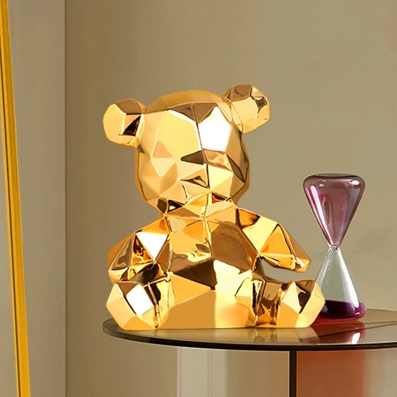

Plating Bear Statue Violent Bear Sculpture Animal Ornament TV Cabinet Bookshelf Living Room Home Decoration Craft Holiday Gift