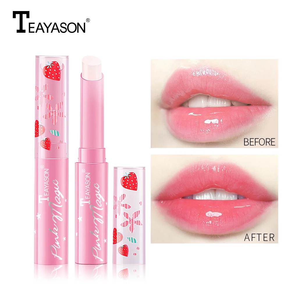 Moisturizing Peach Lip Balm Temperature Change Waterproof Lipstick Nourishing Lip Plumper Lip Lines Natural Extract Makeup