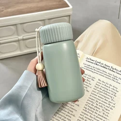 Chic Mini Stainless Steel Insulated Water Bottle - Portable & Convenient - 400ml (Light Tea Green)