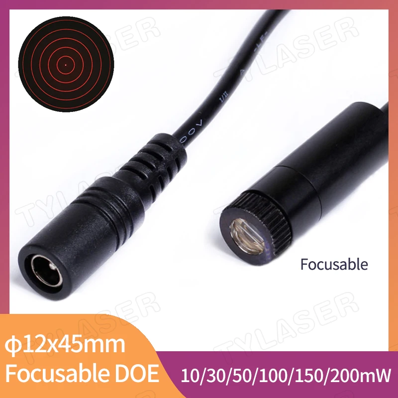 

Red 5 Ring DOE Focusable Locator D12x45mm 635nm Laser Diode Module 10mw 30mw 50mw 100mw 150mw for Wood Cutting Positioning